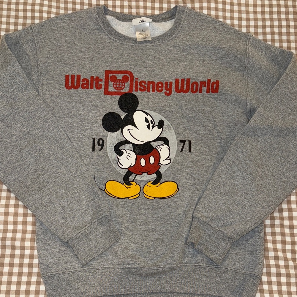 Disney Gray Crewneck Sweater with Mickey Mouse